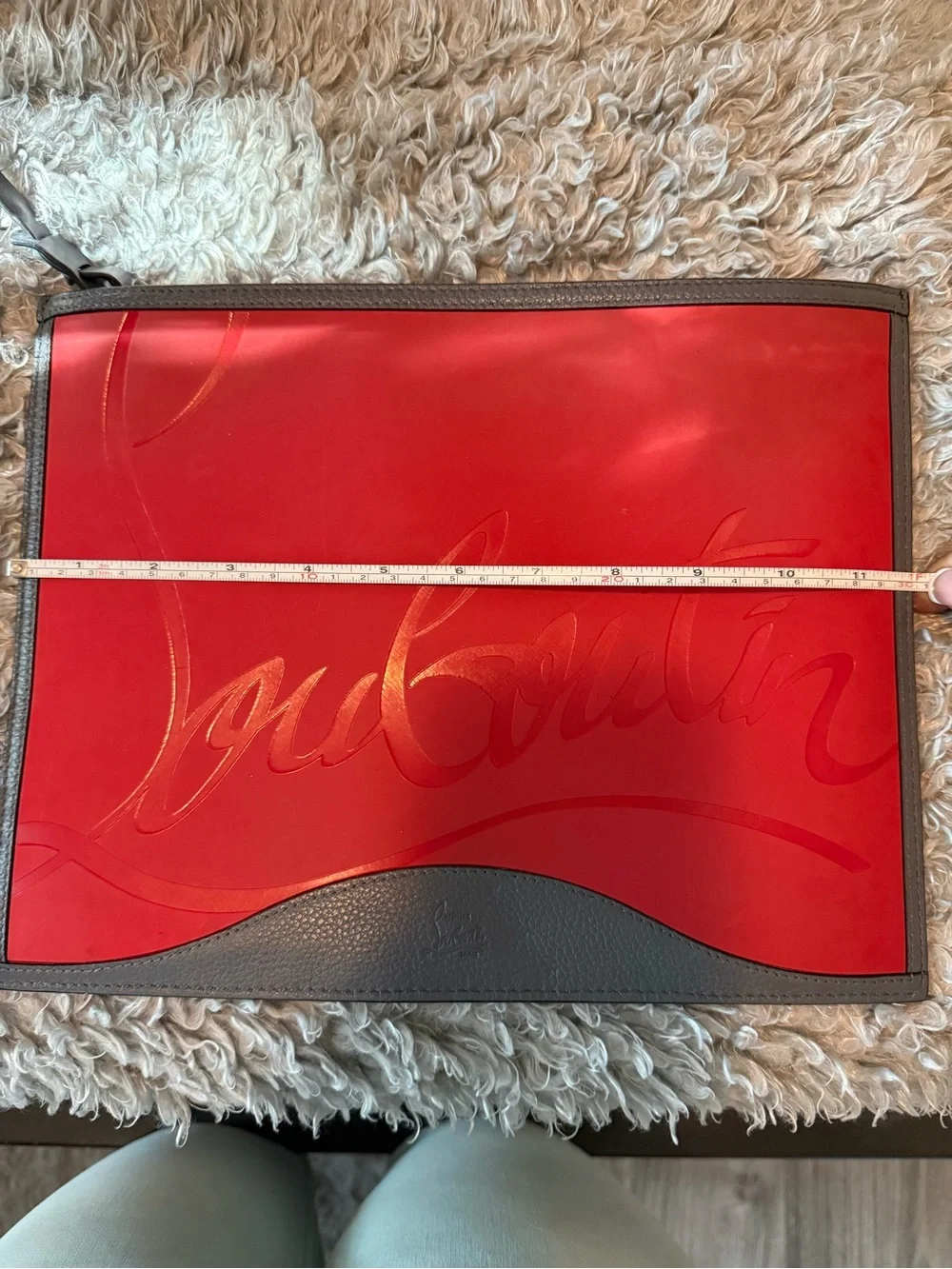 Christian Louboutin Red and Gray Leather Pouch